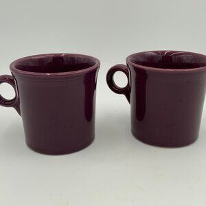 Pair of Fiesta Ware Mulberry Coffee Mugs O Ring Handle Homer Laughlin HLC USA